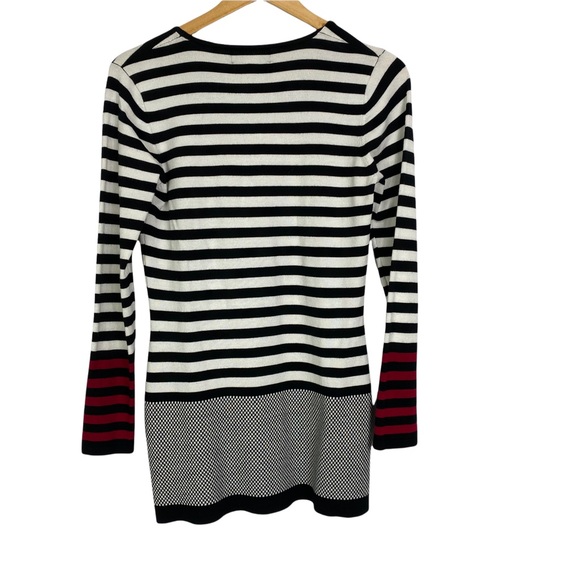P Luca Milano striped Sweater Tunic Color Block Checkered Black White 90s M - Picture 4 of 10